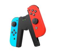 JINGDU Joy-con Soporte de manija de Carga para Nintendo Switch, Agarre Cómodo para Juegos en Forma de V con Función de Indicadores de Carga, Negro