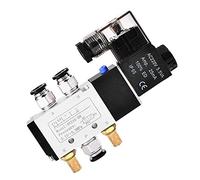 JINGERL 2 Posiciones Válvula de solenoide neumática de 5 vías 4V210-08 Mobilas Individuales 12V 24V 110V 220V Válvula de Control neumático con Accesorios (Color : with 6mm Fitting, Size : DC24V)