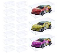JINGHANGER 50 unidades de cajas de exhibición de coche de juguete de plástico transparente 1/64 vehículo modelo de coche vitrina caja organizadora 3 x 4 x 8,2 cm