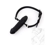 JINGHUA3 BDSM Consolador Mordaza Pene Boca Mordaza Consolador Anal Mordaza Ajustable con Consolador de Erótica Extrema para Mujeres y Hombres de Fiesta Bondage Coqueteo Juguete Sexual (Negro)