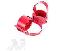 JINGHUA3 Bondage Tobillos Puños BDSM Restricciones de tacón alto Correas anti-desprendimiento con tacón alto Restricciones de pies de cuero Correa tobillo Juego rol fetiche Coqueteo erótico (Rojo) (C