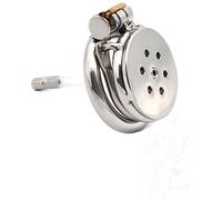 JINGHUA3 Jaula de Castidad Cinturón de Castidad Jaula de Pene de Metal con Dilatador Enchufe de Pene y Picos Anillo de Presión Jaula de Castidad con Tubo de Silicona Hombres Bloqueo (S, 40MM) (Size :