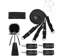 JINGHUA3 Juego de esclavitud BDSM con cosquillas de plumas y antifaz para ojos Juegos de cama SM Restricciones Esposas Puños de tobillo Juguete sexual fetiche Juego de sujeción para fijar coqueteo