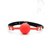 JINGHUA3 Mordaza de silicona Fetiche bucal Mordaza de bola ajustable Mordaza bucal con correas de aspecto de cuero Mordaza de coqueteo Bondage de bola para juego de rol seductor Juguete (púrpura) (Co