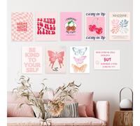 JINGIHE 9 pósteres decorativos para habitación de color rosa, 20 x 25 cm, decoración de habitación adolescente, niña, para salón, dormitorio, cocina, cuarto de baño