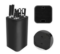 JINGIHE Bloque de cuchillos sin cuchillo, bloque negro, soporte universal para cuchillos, cuchillo con soporte para tijeras y soporte de acero de afilado adecuado para todos los cuchillos de cocina