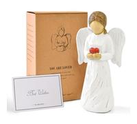 JINGIHE Estatua de Ángel de la Guarda, Willow Tree, Angel navidad, Figura con corazón, Grabado personalizado, Carta regalo, Resina, Condolencias, Decoración hogar, Navidad, Día de la Madre