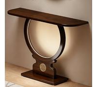 JINGJIAOPLSD Consola Recibidor de Madera, Mesa Consola Estrecha con Diseño Circular y Luz LED Integrada, Recibidor Pequeño Moderno con Diseño Zen y Luz Cálida(120x28x78cm/47.2x11x30.7in)