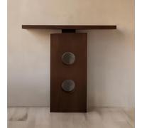 JINGJIAOPLSD Consolle Moderna con Ampio Piano D'appoggio, Consolle con Intagli Circolari, Struttura in Legno Massello Resistente Alle Crepe per Soggiorno e Corridoio(100x25x85cm/39.4x9.8x33.5in)