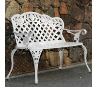 JINGJIAOPLSD Metal Garden Bench, Outdoor Benches with Curved Armrests, Retro Loveseat Chair, Hollow out Leisure Outdoor Patio Furniture for Yard Balcony Front Porch Courtyard Park(White)