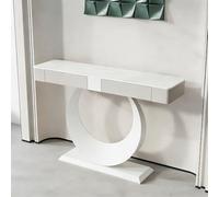 JINGJIAOPLSD Modern Half Moon Modern Console Tables, Contemporary Luxury Hallway Hall Table with 2 Hidden Drawers,Sturdy Metal Base, Entry Foyer Corridor Porch Cabinet(White,120x35x92cm/47x14x36in)