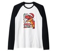 Jingle All The Way Rawr Funny Dino Christmas Camiseta Manga Raglan