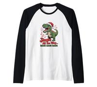 Jingle All The Way Rawr Funny Dino Christmas Camiseta Manga Raglan