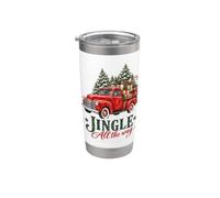 Jingle All The Way Vintage Red Pickup Truck Christmas Vaso térmico de acero inoxidable de doble pared