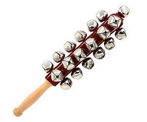 Jingle Bell Instrument - Wooden, 12.6x2.76x1.97in Sleigh Bell Handheld Festival Decoration | Leather Strap Metal Bells Christmas & Holiday Music Instrument, Hand Sleigh Bells For Christmas Tree