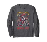 Jingle Bell Moshpit Heavy Metal Guitarra Rock Music Navidad Manga Larga, Unisex para Adultos, Jaspeado Oscuro, M
