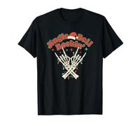 Jingle Bell Rockin Esqueleto Mano Rock en los Amantes de la música Camiseta