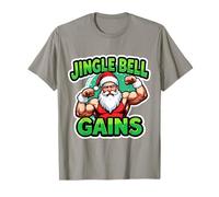 Jingle Bell se Divierte con un Divertido Culturista Papá Noel en el Gimnasio navideño Camiseta
