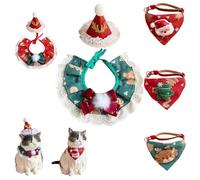 Jingle Bells Christmas Pet Bandana & Santa Hat Set, Adjustable Necktie for Small Medium Large Dogs Cats, Machine Washable (Set Green,M)