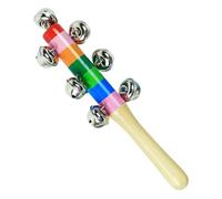 Jingle Bells para Niños - Mango De Madera Rainbow Shaker Sonajero, Juguete De Ritmo De Percusión Musical Duradero, Herramienta De Desarrollo Auditivo De Educación Temprana, Instrumento De Campana De