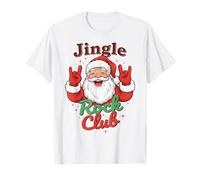 Jingle Rock Club Santa Christmas Fun Rocker Rock On Camiseta