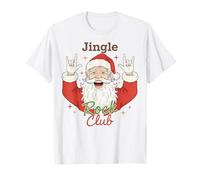 Jingle Rock Club Santa Christmas Fun Rocker Rock On Camiseta