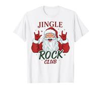 Jingle Rock Club Santa Christmas Fun Rocker Rock On Camiseta