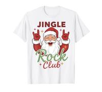 Jingle Rock Club Santa Christmas Fun Rocker Rock On Camiseta