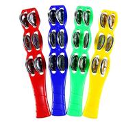 Jingle Stick Set, Hand Bell Shaker, Tambourine Percussion, 4 Piece Steel Jingles Rattle with Ergonomic Grip Design, Rhythm Musical Instrument for Kids Classroom Party Band Learning 1.97x10.24 Inches