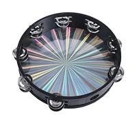 Jingles De Doble Fila De Pandereta De 10 Pulgadas/25,4 Cm, Campana De Tambor De Mano De Metal De 10 Pulgadas, Instrumento De Percusión De Tambor De Mano Para Iglesia(Sunflower)