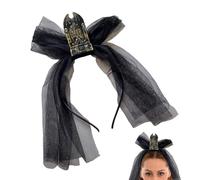 JINGLING - Bandas de Halloween para mujer, lápida vintage con velo | Accesorio de disfraz de miedo para noche enmascarada, espectáculo de cosplay