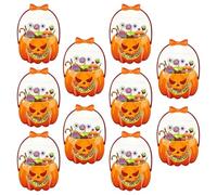 JINGLING Bolsas De Golosinas De Halloween - 10 Unidades Bolsitas Pequeñas Infantiles - Transparente Tipo Canasta | Aula Comida Dulces Para Niños Y Niñas