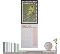 JINGLING Calendario 2026 - Ilustraciones De Pájaros Sobre El Tema De La Naturaleza,Calendario Retro 2026 Aves Ilustradas | Para Habitación Escuela Trabajo Apartamento Dormitorio Hotel Aula Ciudad