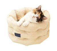 JINGLING Cama para gatos en forma de cueva, sofá lavable con borde elevado, casa redonda para gatos con base antideslizante, para gatitos, Navidad, invierno, interior y exterior