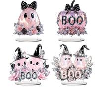 JINGLING Centros de Mesa para Halloween, 4 Piezas De De Acrílico 2D Con Calabaza, Coche Y Fantasma, De Superficie, para Recepción de Boda, Comedor, Hogar, Sala de Estar, Dormitorio y Fiestas