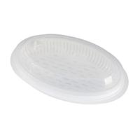 JINGLING cocina para microondas Vaporizador pescado y microondas, plato gran, bandeja vapor con tapa transparente para horno y verduras para horno (18,4 × 32 × 10 cm)
