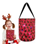 JINGLING Cubo luminoso de Halloween, cubo LED de Halloween, bolsas de Navidad reutilizables con luz LED para la fiesta de Navidad | Bolsa de caramelos de Navidad luminosa, luz de poliéster