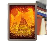 JINGLING - de luz, luz nocturna | Lámpara de sombra para dormitorio | Lámpara de papel 3D tallado, cajas de sombras, luz LED, lámpara de noche, lámpara de mesa, decoración para padres, amantes