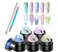 JINGLING Gel de forma 3D para uñas, gel formulario para uñas, 5 colores sólidos constructores de uñas diseños esculpir, juego de manicura antiadherente con lápiz de tallado, quita UV/LED para el uso