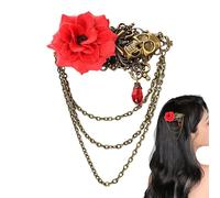 JINGLING Horquilla de calavera de rosa,Pasadores steampunk,Broche de calavera vintage para mujer | Sombrero punk gótico de resina para citas, vida cotidiana y salir
