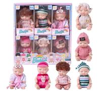 JINGLING Juego de muñecas recién nacidas de 6 piezas, 3 pulgadas de juguete para dormir, muñecas realistas, muñeca de bebé recién nacido, para niños a partir de 3 años