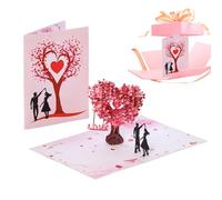 JINGLING P-op Up Tarjeta de corazón y Blu-men 3D regalo de amor para parejas y seres queridos, tarjetas 3D P-op Up para parejas, tarjeta de árbol del amor, tarjeta de aniversario plegable para esposa