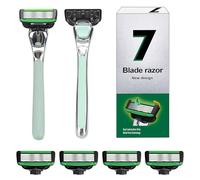 JINGLING Recortadora De Barba Para Hombre | Acero Inoxidable Manual De 7 Capas,Maquinilla Afeitadora Corporal Y Facial Metálica - Para Viaje Diario De Mujer Esposo Novio Y Zona Bikini