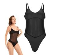 Jingmiger Bañadores bronceados para mujer, traje de baño transparente, trajes de baño monokini que controlan el vientre, de secado rápido, translúcido para tomar el sol, ver imagen, L