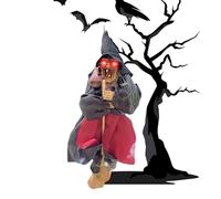Jingmiger Decoraciones de bruja hablando de halloween,Colgantes de bruja Decoraciones de halloween | Hechicera parlante animada con ojos redondos para Halloween Haunted House Prop Decor, Lawn Decor