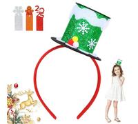 Jingmiger Diadema de gorro de Navidad, cinta elástica para fiestas de Navidad, color rojo, verde y plateado, decoración navideña para fiestas