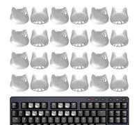Jingmiger Pegatinas de uñas largas, 24 piezas, tapas transparentes para teclas, forma de cabeza de gato, transparente, elevada, cubierta de uñas, para mujeres, hombres, adolescentes, estudiantes, PC