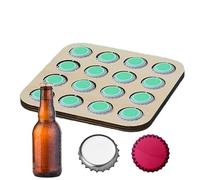 Jingmiger posavasos Cápsulas de cerveza | Recuperador de cápsulas cuadrado para botellas | 16 ranuras bandeja de madera organizador decoración para escritorio estante pared dormitorio