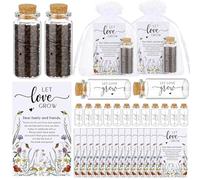 Jingmore Recuerdos de boda para invitados Love Is in Bloom Los regalos incluyen mini botellas, tarjetas, bolsas de regalo de organza para recuerdos de fiesta de boda (50 juegos, flores silvestres)