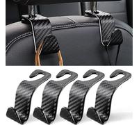 JINGMU 4 Piezas Ganchos para Asiento de Coche para Seat Leon (5F) ST 2013-2020, Patrón de Fibra de Carbono Gancho para Coche, Conveniente Reposacabezas para Asiento Trasero